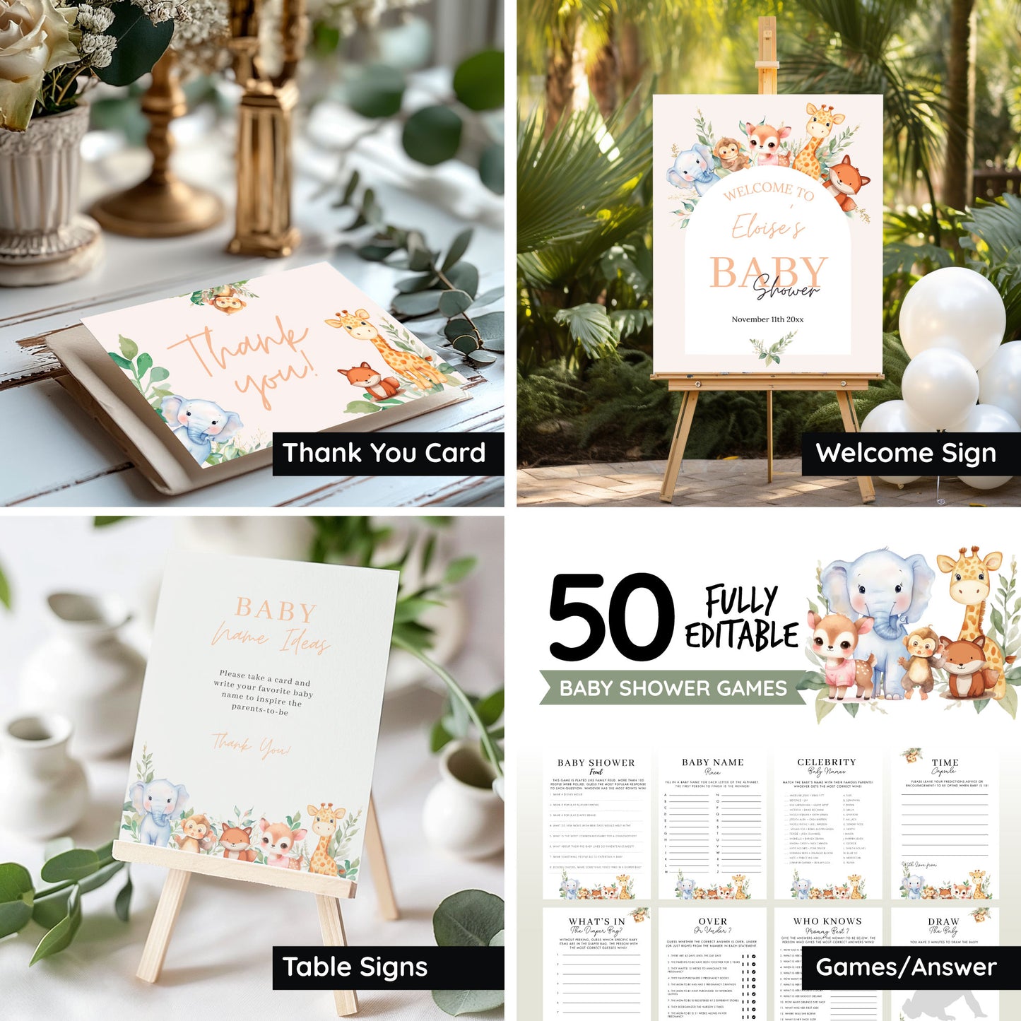 Baby Shower Bundle - Cute Animals Theme ๐ป๐ฆ