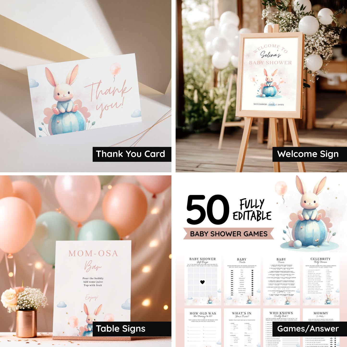 Baby Shower Bundle - Bunny Love Theme ๐ฐ