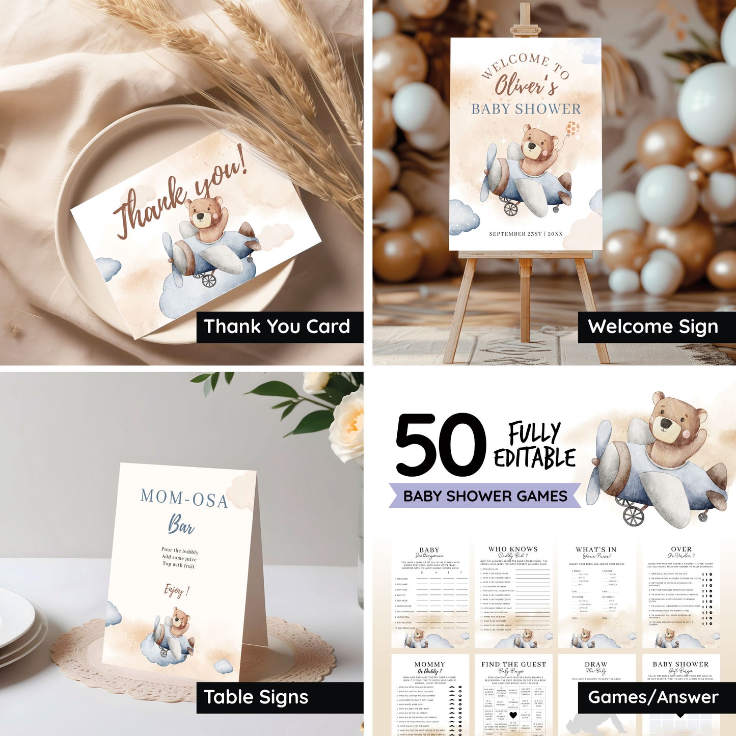 Baby Shower Bundle - Teddy Bear Theme ๐ป
