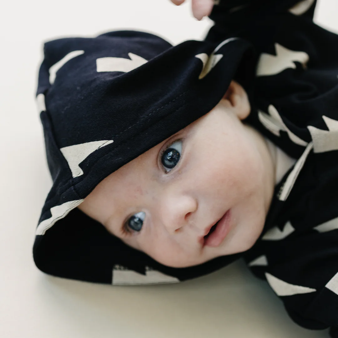 Hooded Bubble Romper | Black Bolts
